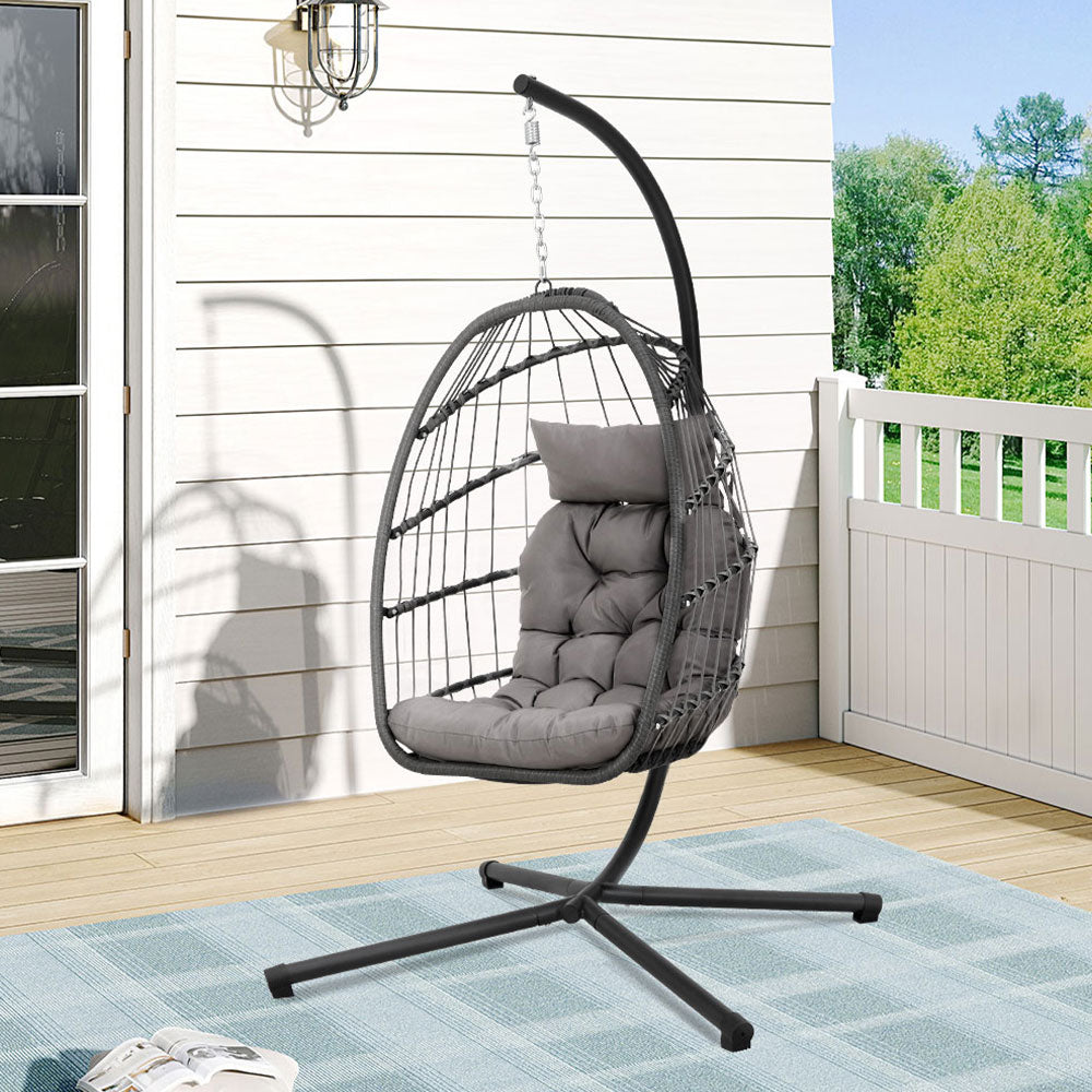Garden Swing Chair with Stand and Cushion